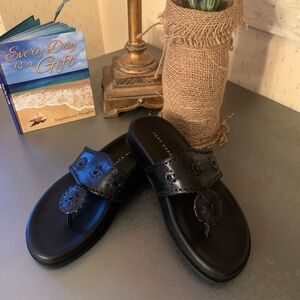 Jack Rogers Jacks, NEW NEVER WORN, BLACK sport Sandals. Slip on NAPA LEATHER.